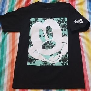 NEFF X DISNEY Mickey Black Teal Floral Tee Shirt